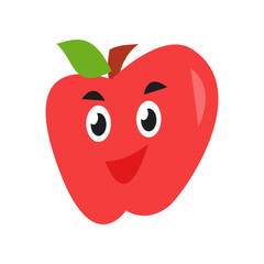 cute apple character. isolated on a white background. suitable for mascot, children's book, icon, t-shirt design etc. fruit, food, vegetarian, health concept. flat vector design illustration