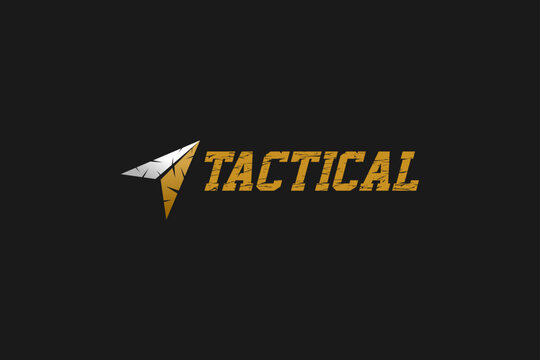 Rustic arrow logo design bow hunter modern grunge icon pointer metal silver and gold