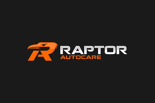 Raptor head eagle logo design falcon icon symbol A and R letter initial