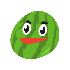 cute watermelon character. isolated on a white background. suitable for mascot, children's book, icon, t-shirt design etc. fruit, food, vegetarian, health concept. flat vector design illustration