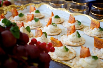 Delicious marshmallow and meringue desserts . Confectionery on the holiday table.