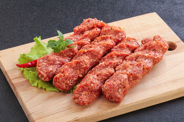 Raw beef kebab minced meat