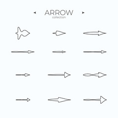 Thin Line Icons. Arrow vector icon set. Modern vector symbols. Simple Minimal Pictogram. Vector