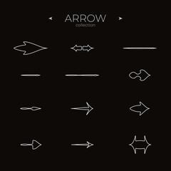 Simple set of arrow icons. Arrow vector icon set. Thin line style. Simple Minimal Pictogram. Vector