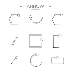 Premium set of arrow line. Arrow vector icon set. Arrow basic UI elements. Simple Minimal Pictogram. Editable vector stroke