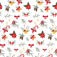 Seamless pattern with Christmas decor