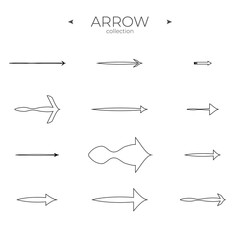 Premium set of arrow line. Arrow vector icon set. Thin line style. To use in web and mobile UI. Editable vector stroke