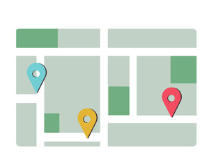 地図と目的地。マップピン。ベクターイラスト