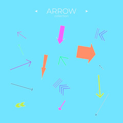 Set of colour arrows. Arrows colorful set. Abstract minimalistic patterns. For website design. Arrows Isolated