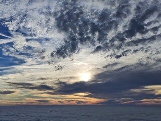 Fog on the plain of Friuli and a cloudy sky seen from Mount Bernadia 