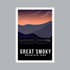 Great Smoky Mountains National Park poster illustration modern design.