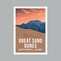 Naklejka na ściany i meble Great Sand Dunes National Park poster illustration design.