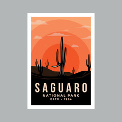 Saguaro National Park poster illustration design.