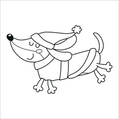 Cute dachshund dressed like  Santa Claus clipart