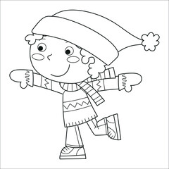 Little boy dresses with winter clothes, clipart