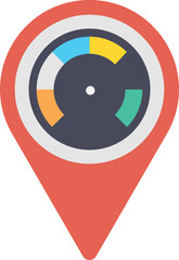 Speedometer in location pin Vector Icon
