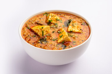 Paneer khus khus curry or cottage cheese posto masala made using poppy seeds, Indian recipe