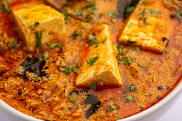 Paneer khus khus curry or cottage cheese posto masala made using poppy seeds, Indian recipe