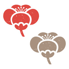 和風版画スタンプ　シンプルな梅の花2種類