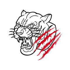 vector illustration of panther head with claw