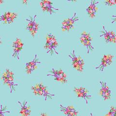A beautiful rose bouquet made into a seamless pattern,