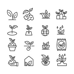 Icon set Nature. Editable stroke. Let's make your design easier