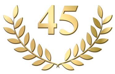 Gold laurel wreath 45 PNG isolated on a white background