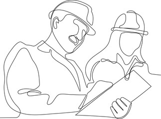 construction manager and engineer working on building site. Vector illustration