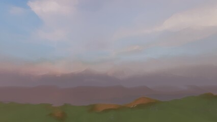 image paint art style landscape 3d render