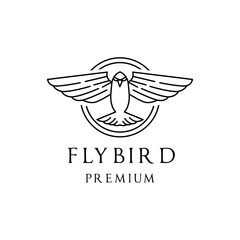 Premium Monoline Fly Bird Logo Vector, minimalism animal Symbol and icon, creative mascot Design Company