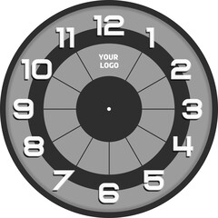 Gray Wall Clock. With Unique Decoration Style.