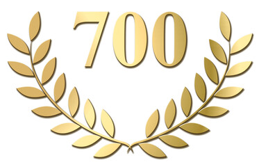 Gold laurel wreath 700 PNG isolated on a white background