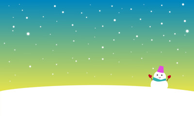 雪の降る景色と雪だるまの背景3