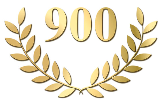 Gold laurel wreath 900 PNG isolated on a white background