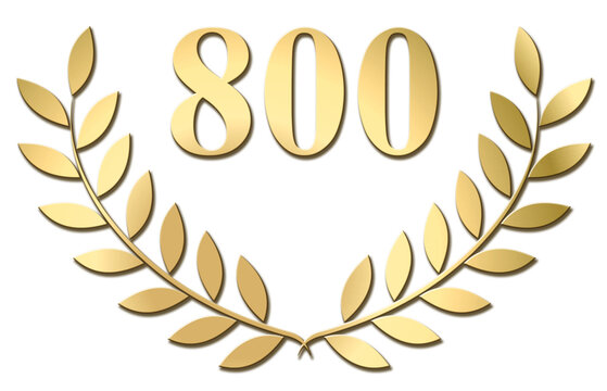 Gold laurel wreath 800 PNG isolated on a white background