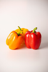 Bulgarian pepper of different colors on a white background