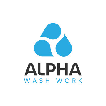 Simple Modern Logo Design Alpha Wash Vector Template for Washing Service. Abstract Water Shape for Water Pressure Business