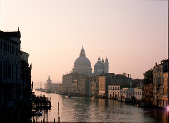 Fototapeta na wymiar grand canal city, Venice, Academia bridge, film scan 