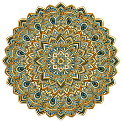 マンダラアート(宝飾品風、花、幾何学模様)