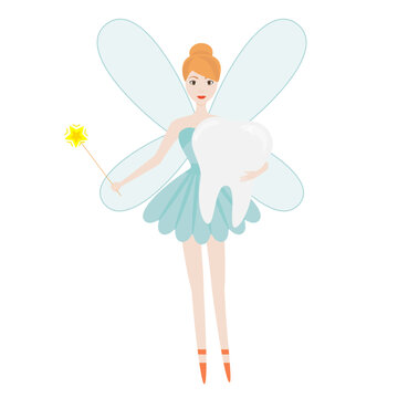 Vector children's illustration. The tooth fairy. Print