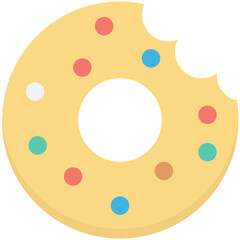 Bite Donut Colored Vector Icon