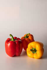 Bulgarian pepper of different colors on a white background