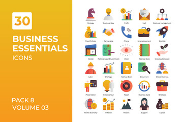 business essentials icons collection.