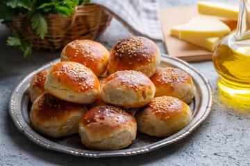 Traditional delicious handmade Turkish pastry cheese pastry (Turkish name; pogaca)