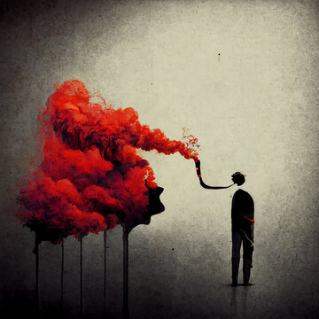 AI Generated Image. Illustration With A Man Smoking. Stop Smoking Concept.