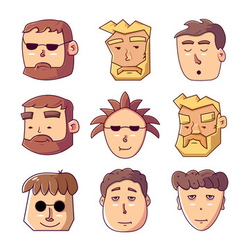 set of funny cartoon faces