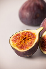 Figs on a white background, figs in section