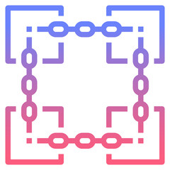 Blockchain line gradient icon