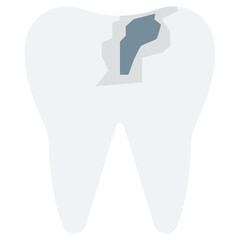 Broken Tooth Colored Vector Icon