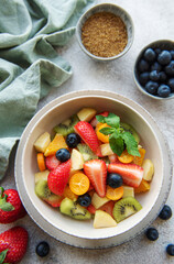 Healthy fresh fruit salad in a bowl